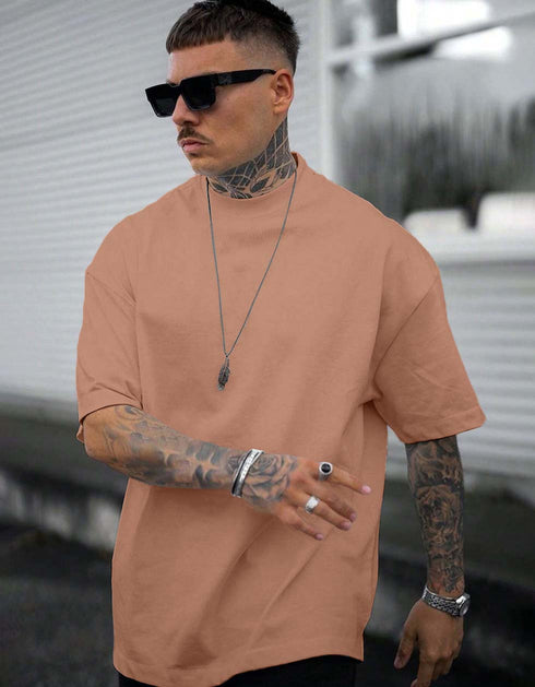 Men's Graphic Print Mustard Oversize Tshirt